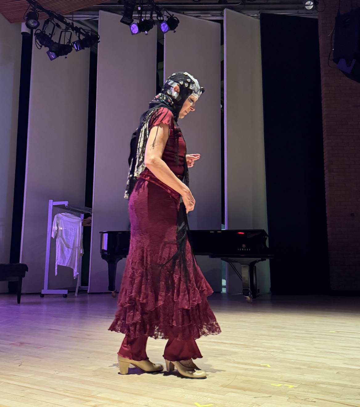 Flamenco dancer performing with EEG cap during data collection