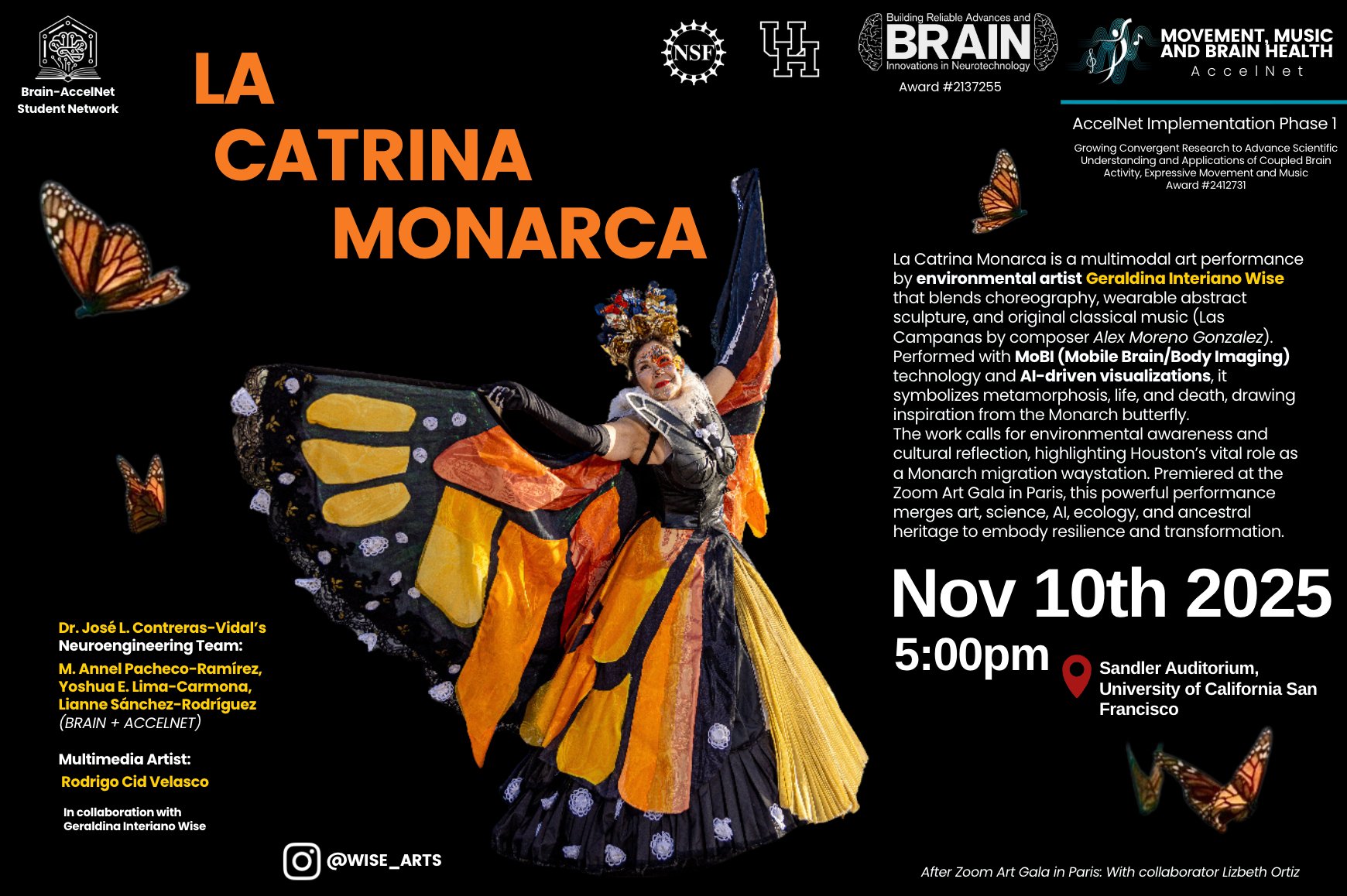La Catrina Monarca event poster for UCSF performance, November 10th 2025